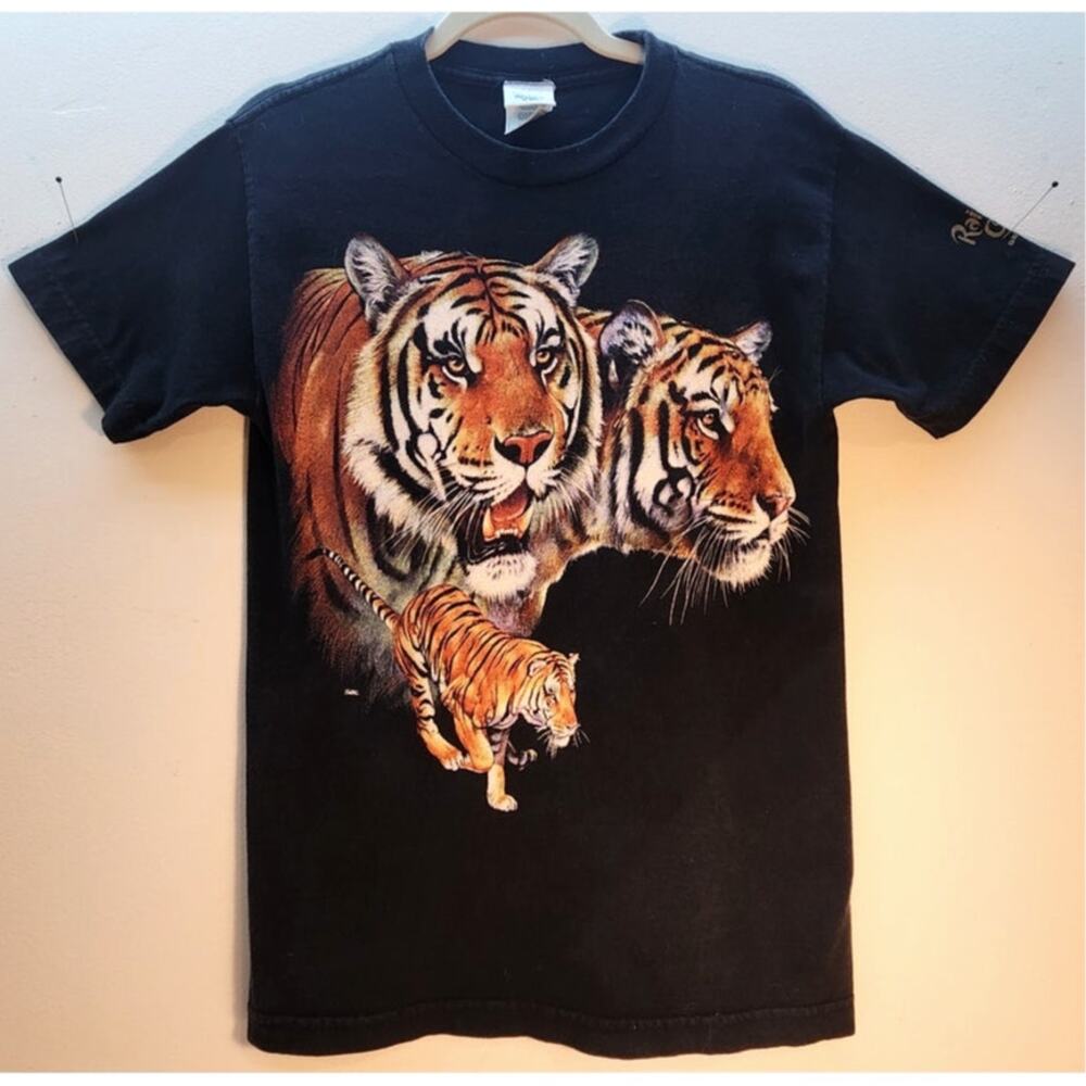 Vintage Rainforest Cafe Orlando Black Tiger King Cat Print TShirt Men's Small